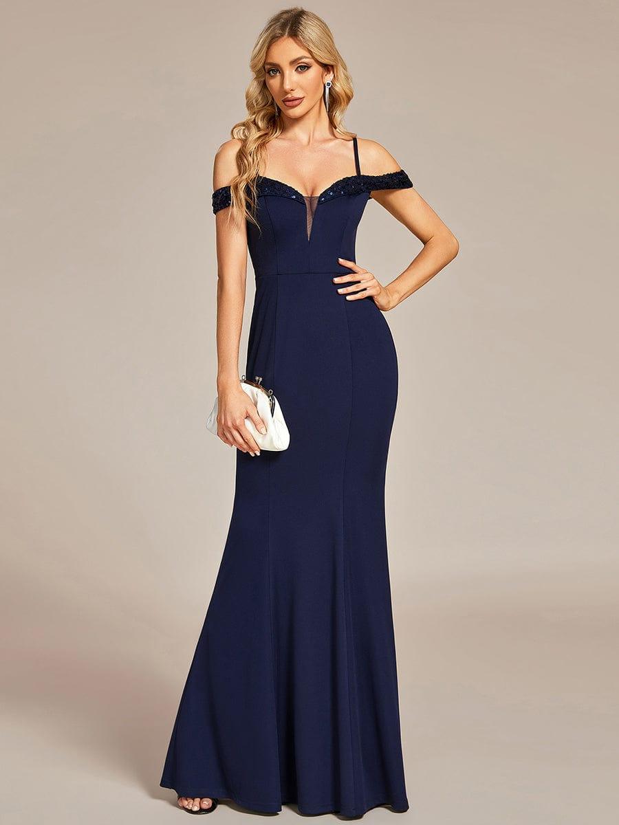 Fabulous Off-The-Shoulder Mermaid Evening Dress with Spaghetti Straps
