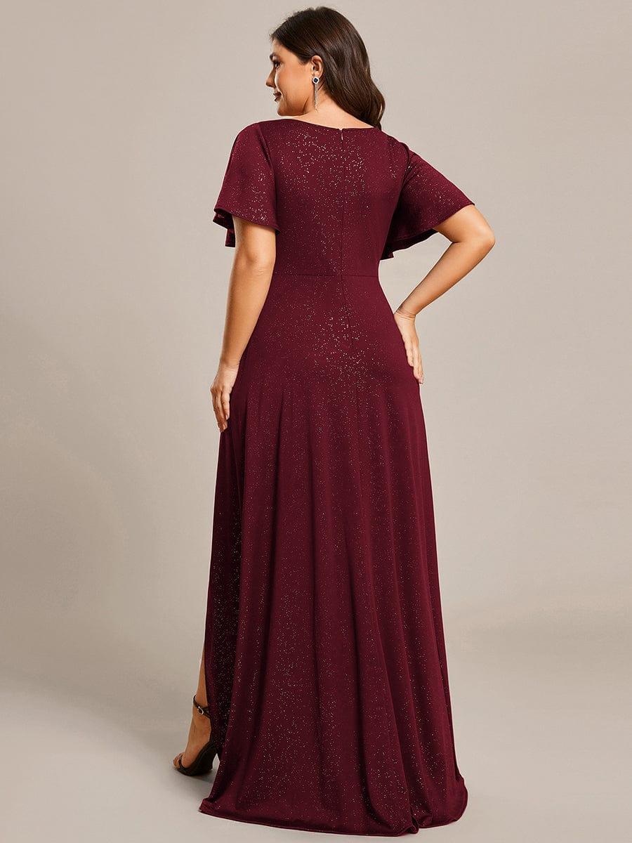 Simple Plus Size Hi-Lo Split Front A-Line Evening Dress