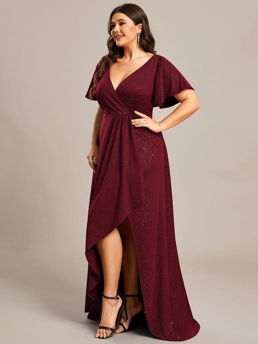 Simple Plus Size Hi-Lo Split Front A-Line Evening Dress