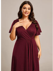 Simple Plus Size Hi-Lo Split Front A-Line Evening Dress