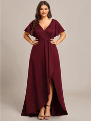 Simple Plus Size Hi-Lo Split Front A-Line Evening Dress