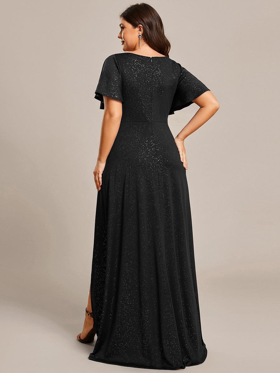 Simple Plus Size Hi-Lo Split Front A-Line Evening Dress