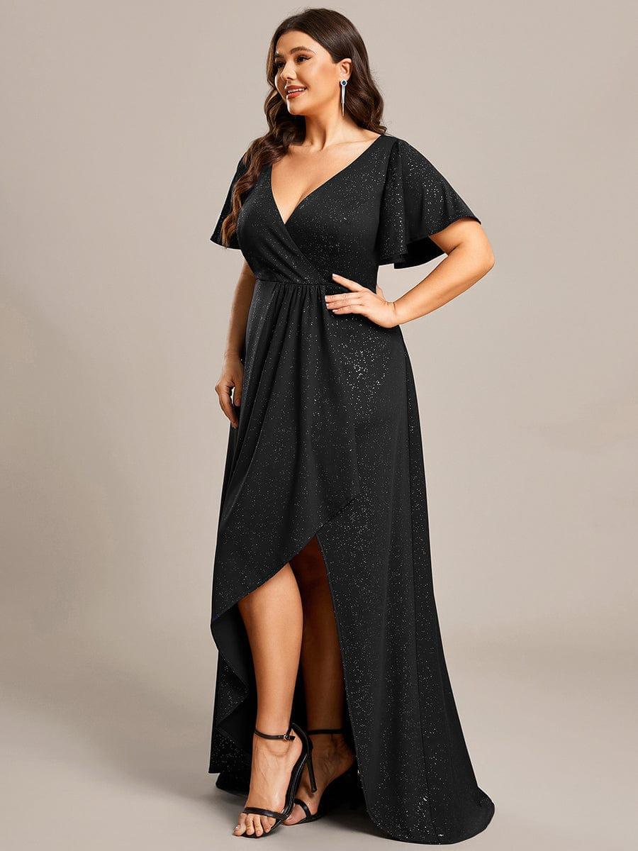 Simple Plus Size Hi-Lo Split Front A-Line Evening Dress