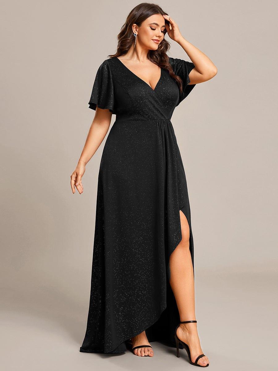 Simple Plus Size Hi-Lo Split Front A-Line Evening Dress
