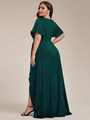 Simple Plus Size Hi-Lo Split Front A-Line Evening Dress