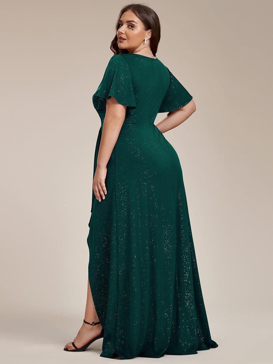 Simple Plus Size Hi-Lo Split Front A-Line Evening Dress