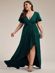 Simple Plus Size Hi-Lo Split Front A-Line Evening Dress
