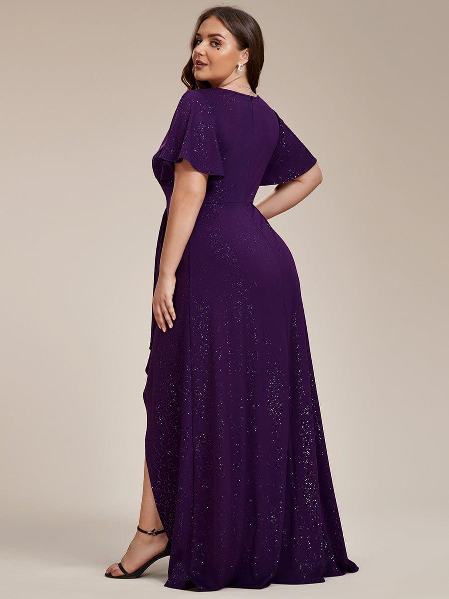 Simple Plus Size Hi-Lo Split Front A-Line Evening Dress