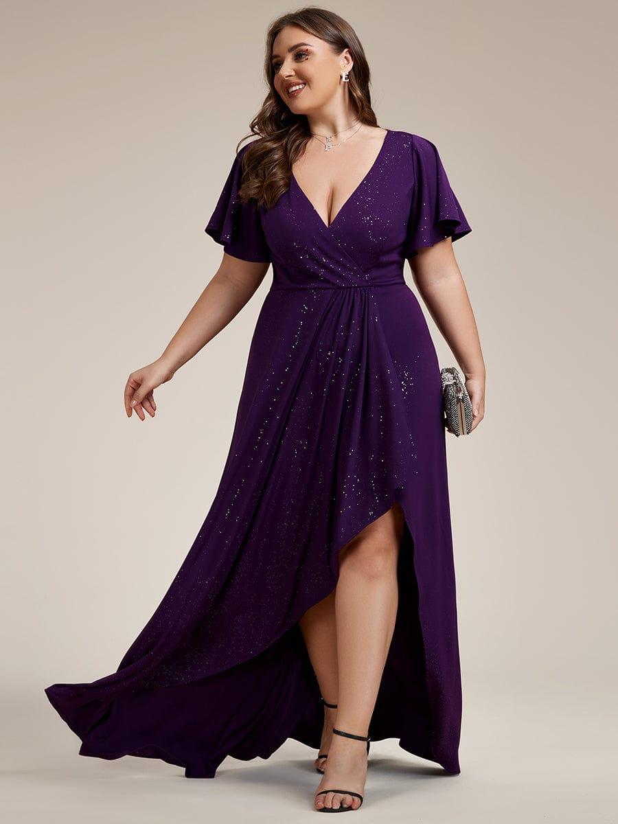 Simple Plus Size Hi-Lo Split Front A-Line Evening Dress