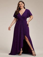 Simple Plus Size Hi-Lo Split Front A-Line Evening Dress
