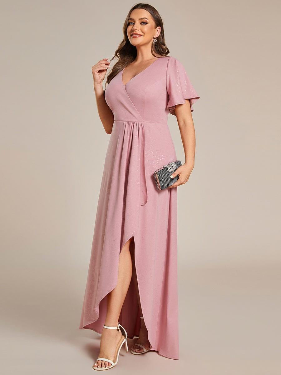 Simple Plus Size Hi-Lo Split Front A-Line Evening Dress