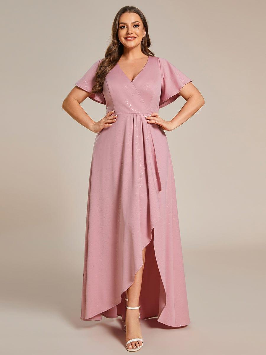 Simple Plus Size Hi-Lo Split Front A-Line Evening Dress