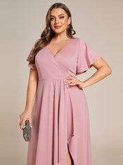 Simple Plus Size Hi-Lo Split Front A-Line Evening Dress