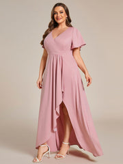 Simple Plus Size Hi-Lo Split Front A-Line Evening Dress