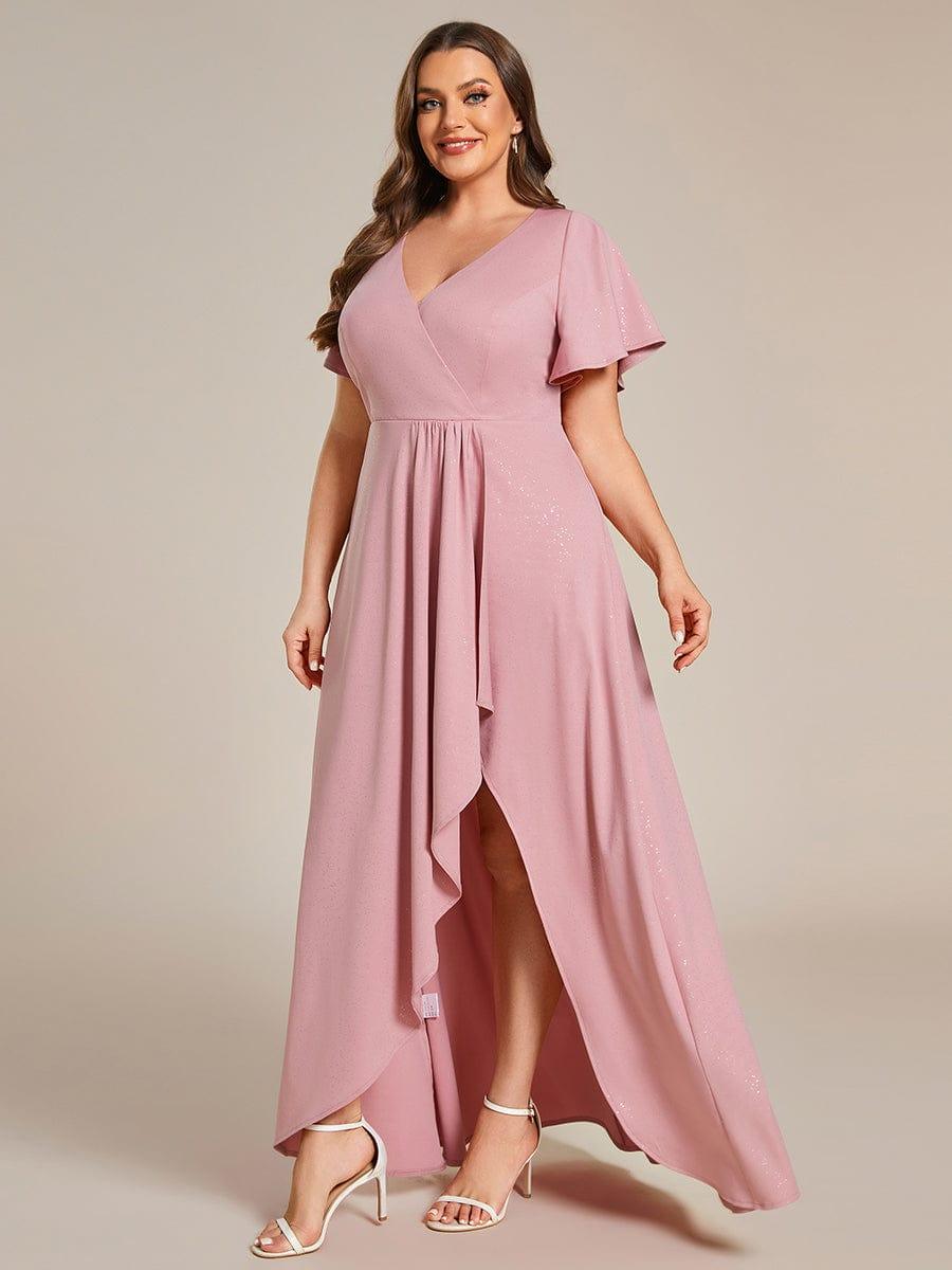 Simple Plus Size Hi-Lo Split Front A-Line Evening Dress