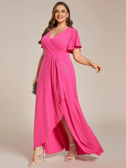 Simple Plus Size Hi-Lo Split Front A-Line Evening Dress