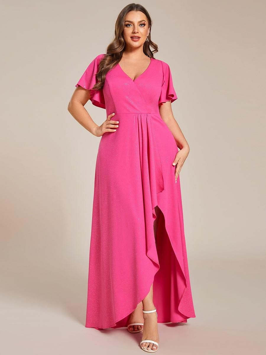 Simple Plus Size Hi-Lo Split Front A-Line Evening Dress