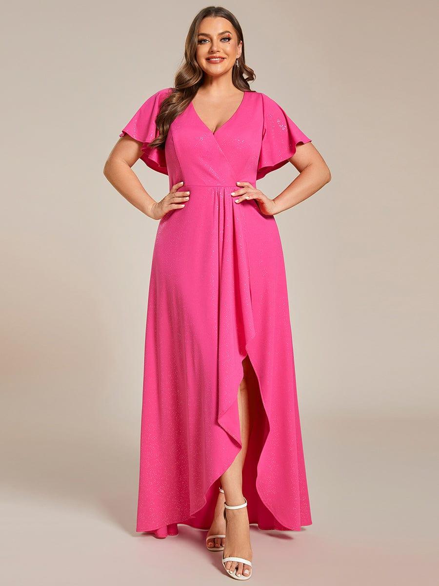 Simple Plus Size Hi-Lo Split Front A-Line Evening Dress