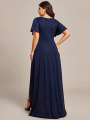 Simple Plus Size Hi-Lo Split Front A-Line Evening Dress