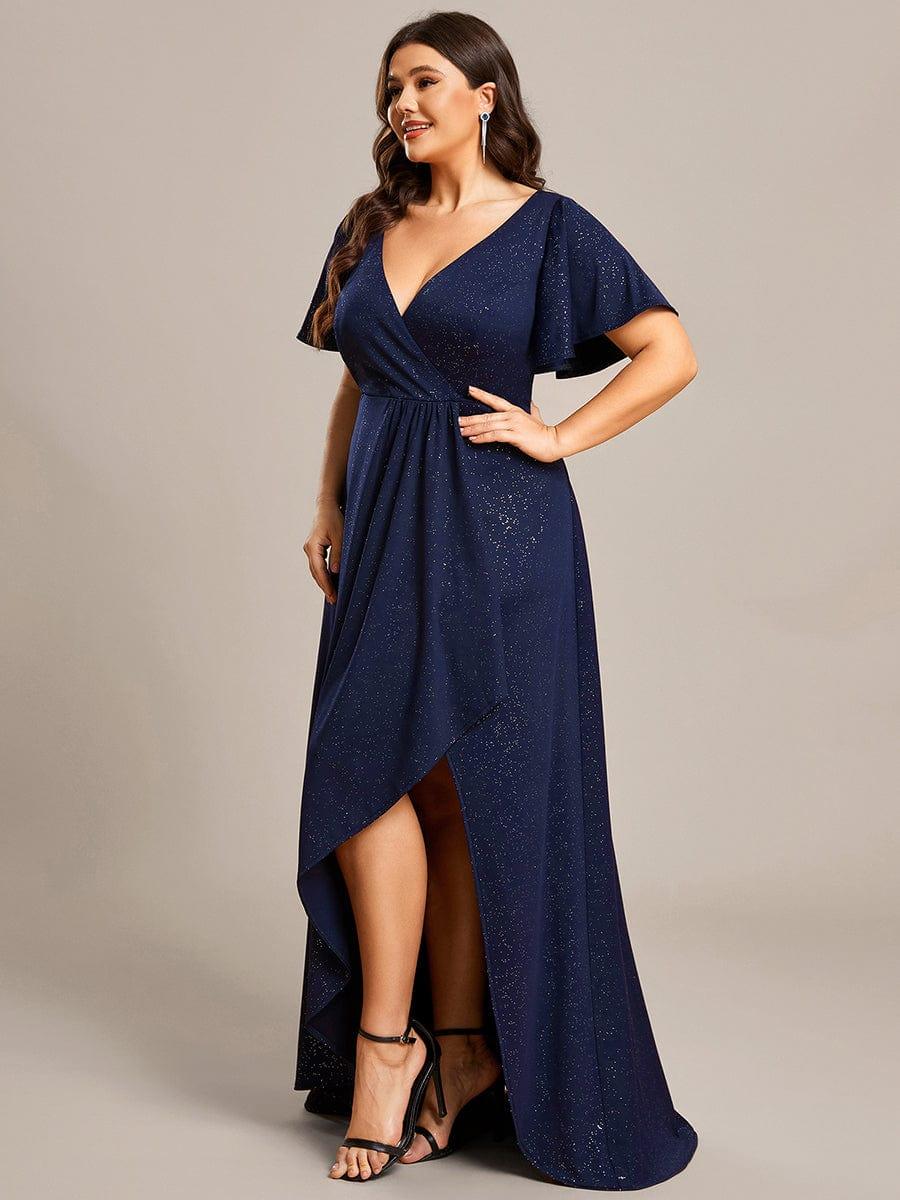 Simple Plus Size Hi-Lo Split Front A-Line Evening Dress