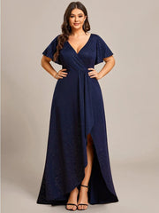 Simple Plus Size Hi-Lo Split Front A-Line Evening Dress