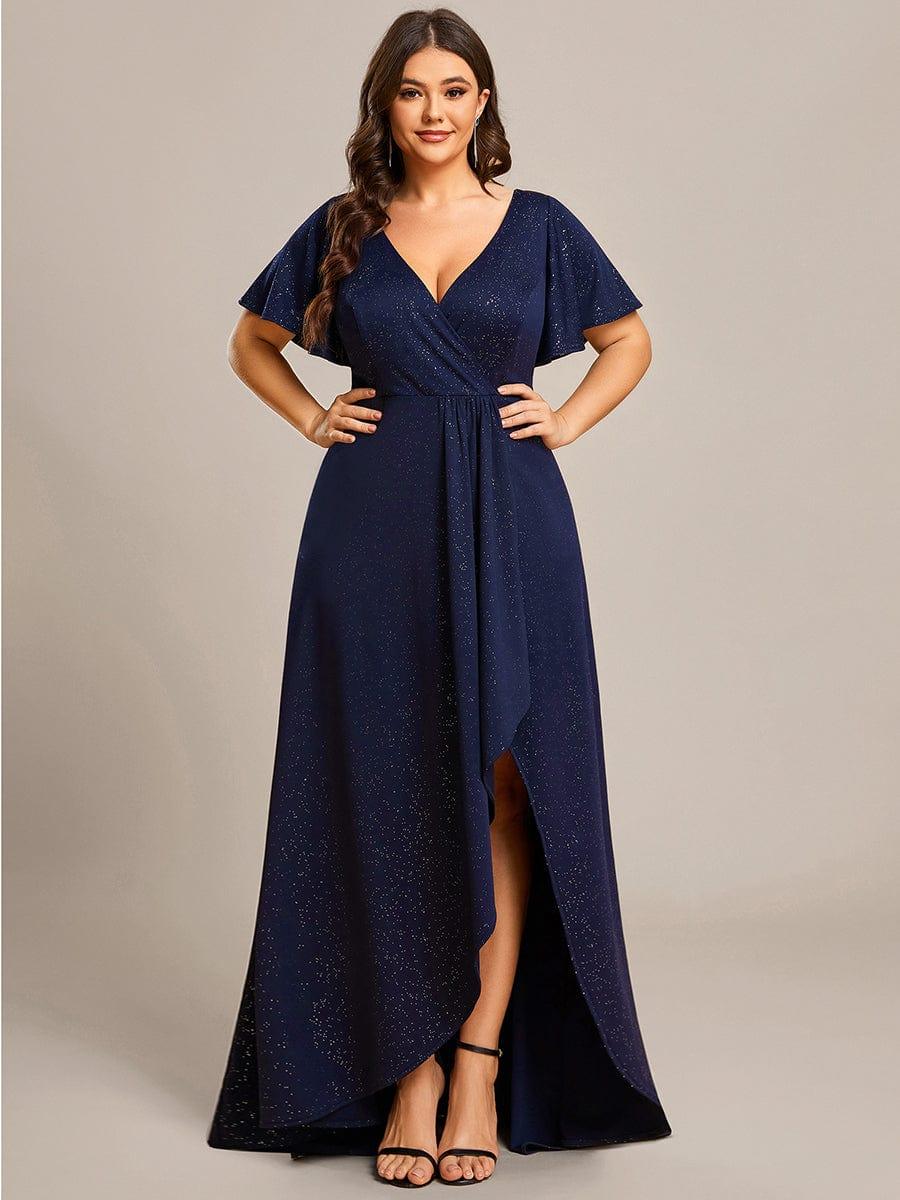 Simple Plus Size Hi-Lo Split Front A-Line Evening Dress