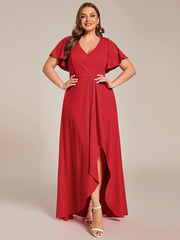 Simple Plus Size Hi-Lo Split Front A-Line Evening Dress