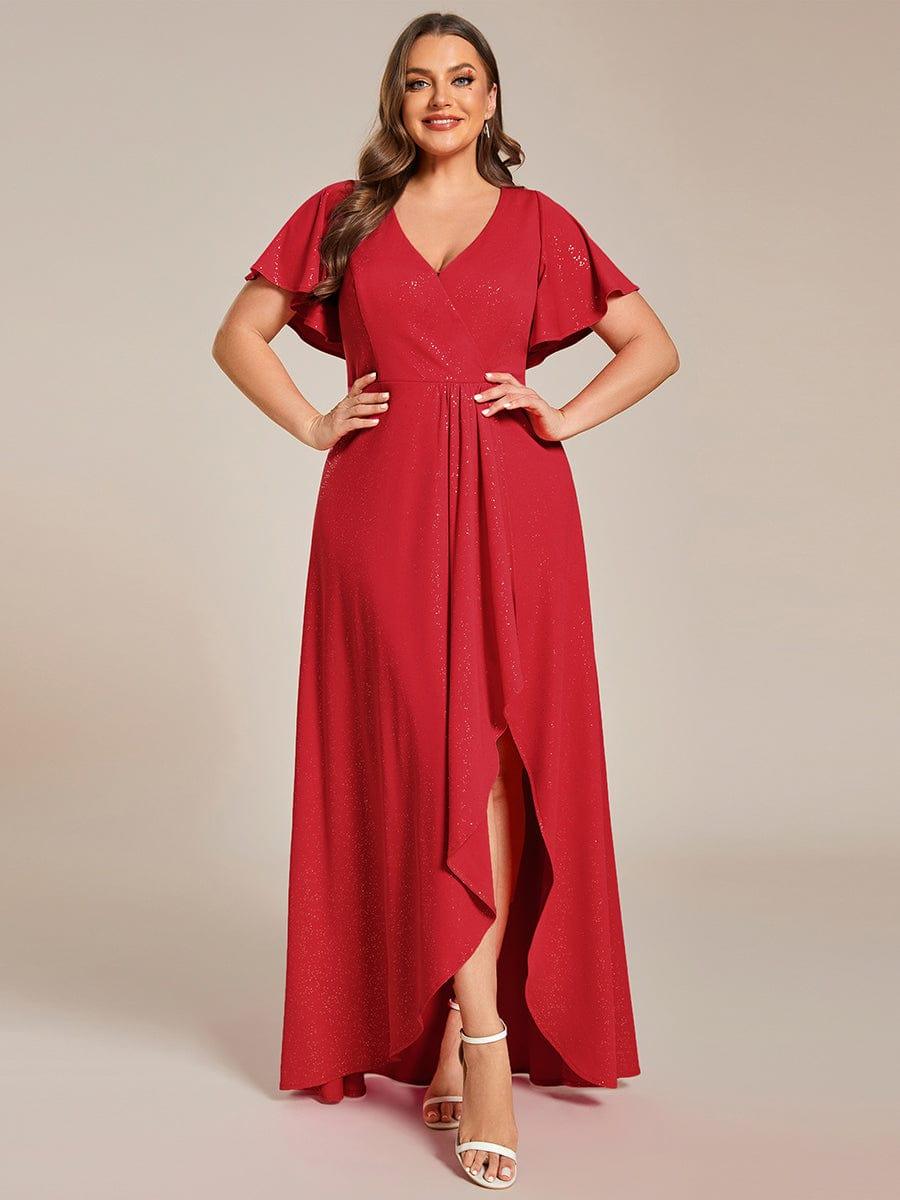 Simple Plus Size Hi-Lo Split Front A-Line Evening Dress