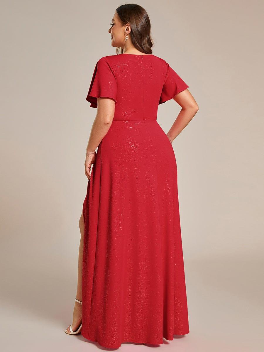 Simple Plus Size Hi-Lo Split Front A-Line Evening Dress