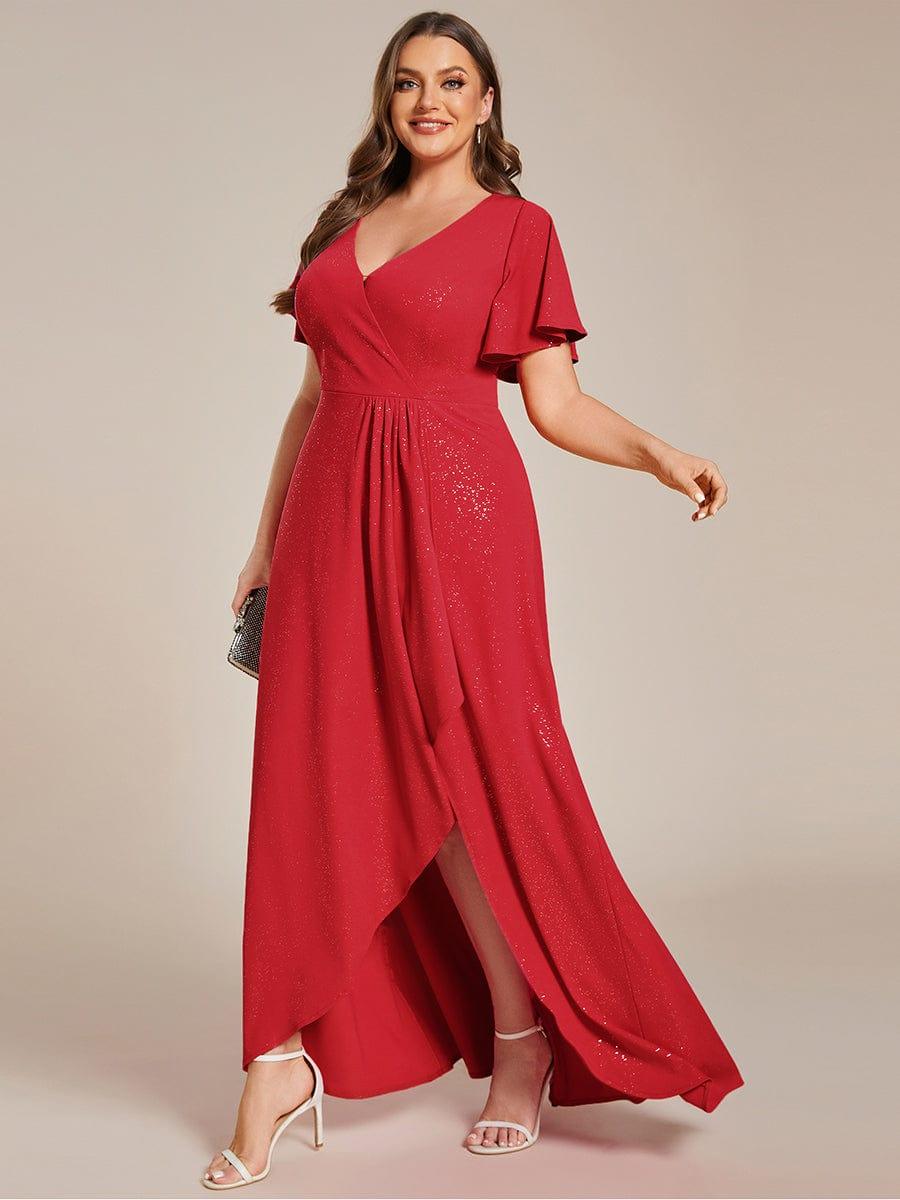 Simple Plus Size Hi-Lo Split Front A-Line Evening Dress
