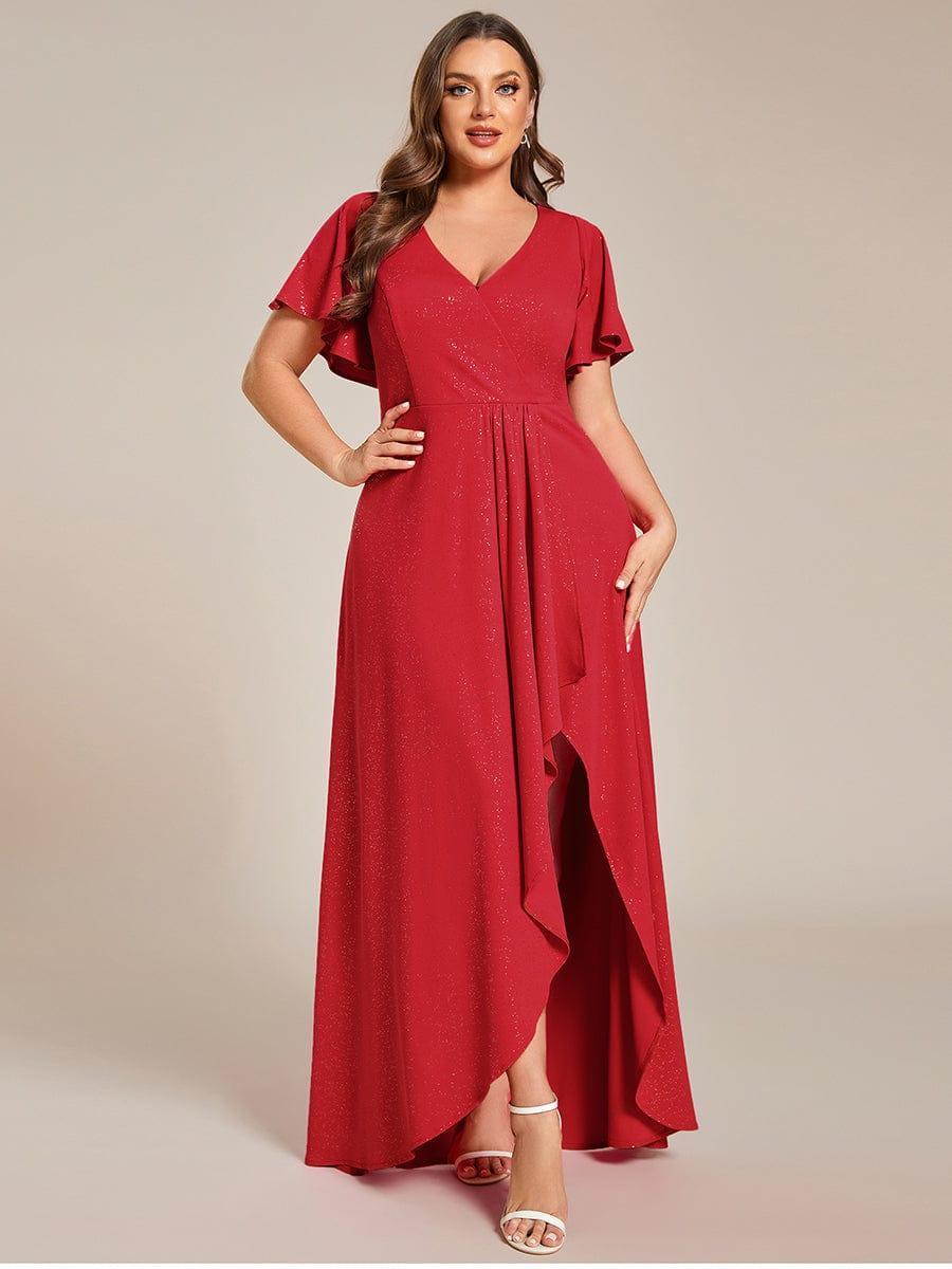 Simple Plus Size Hi-Lo Split Front A-Line Evening Dress