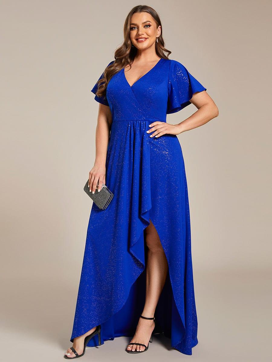 Simple Plus Size Hi-Lo Split Front A-Line Evening Dress