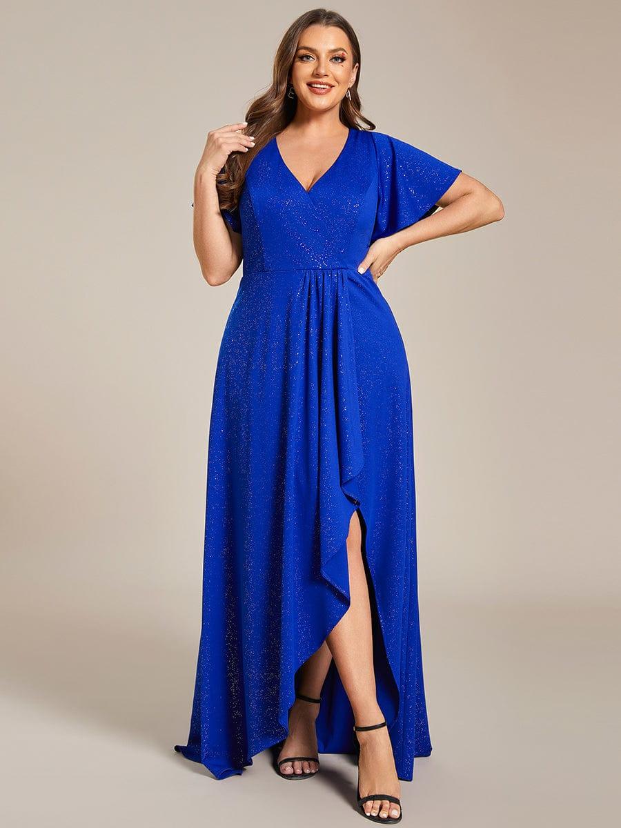 Simple Plus Size Hi-Lo Split Front A-Line Evening Dress