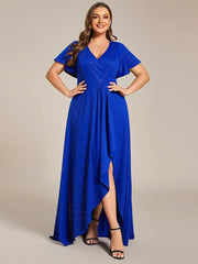 Simple Plus Size Hi-Lo Split Front A-Line Evening Dress