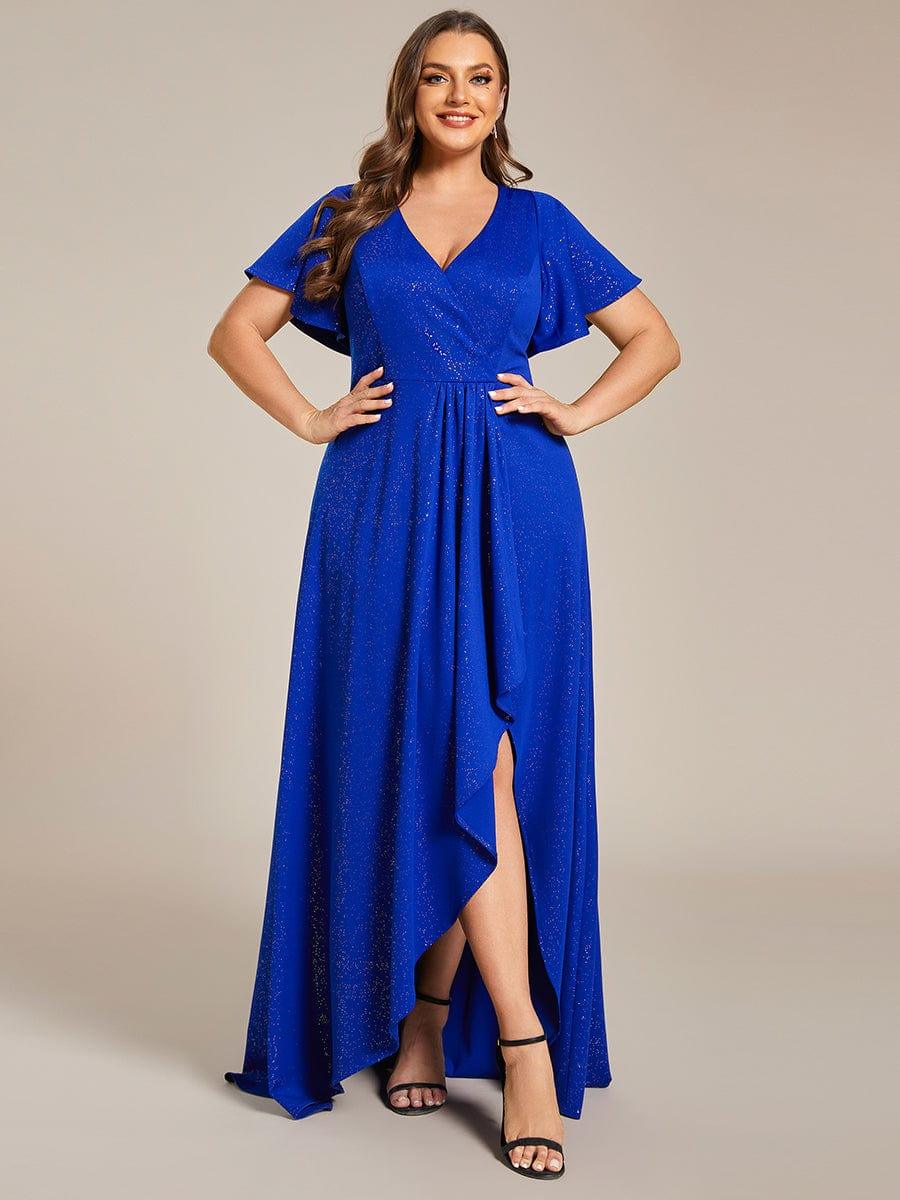 Simple Plus Size Hi-Lo Split Front A-Line Evening Dress