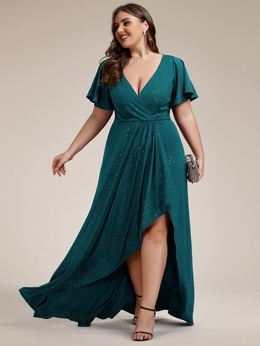 Simple Plus Size Hi-Lo Split Front A-Line Evening Dress