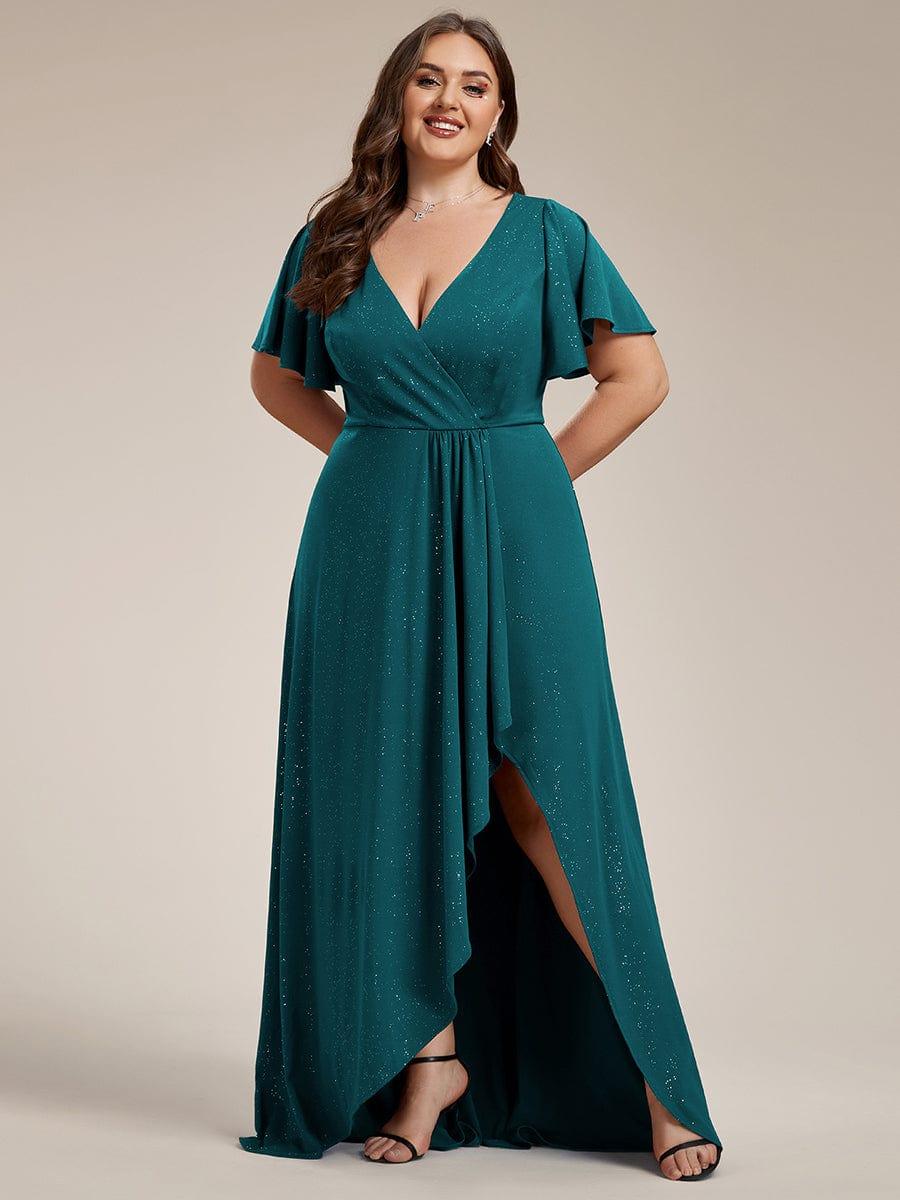 Simple Plus Size Hi-Lo Split Front A-Line Evening Dress