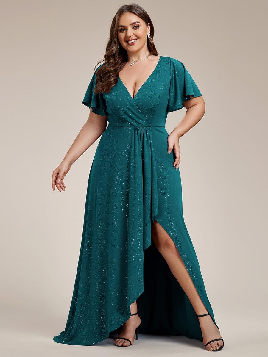 Simple Plus Size Hi-Lo Split Front A-Line Evening Dress