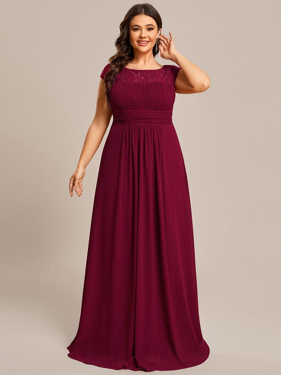 Alluring Plus Size Long Lace A-Line Evening Dress