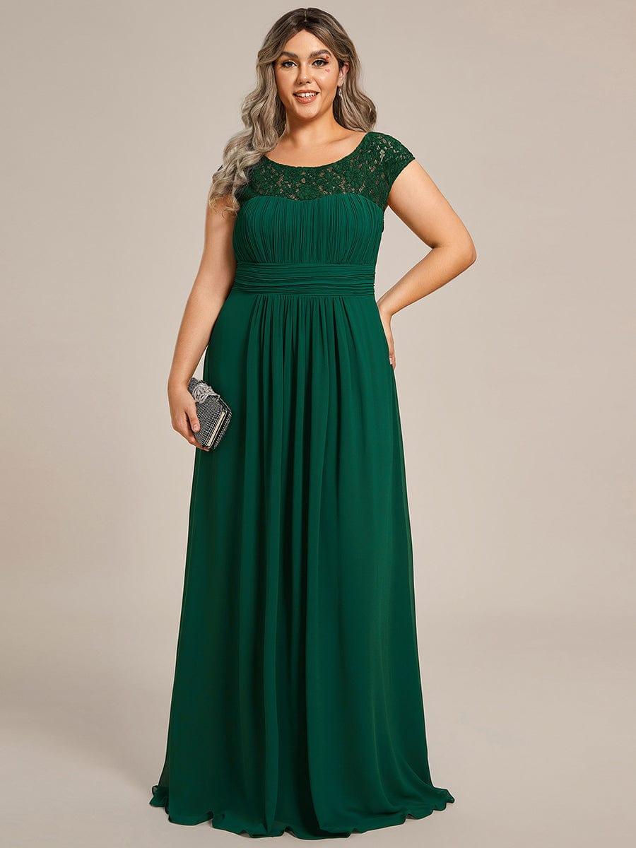 Alluring Plus Size Long Lace A-Line Evening Dress