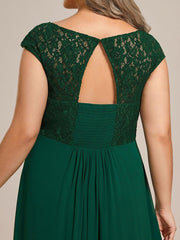 Alluring Plus Size Long Lace A-Line Evening Dress