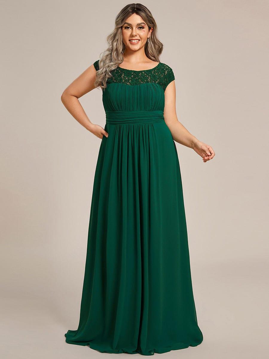 Alluring Plus Size Long Lace A-Line Evening Dress