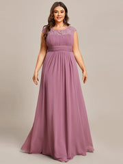 Alluring Plus Size Long Lace A-Line Evening Dress