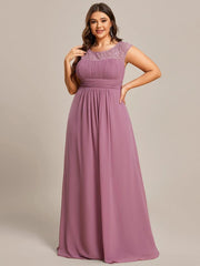 Alluring Plus Size Long Lace A-Line Evening Dress