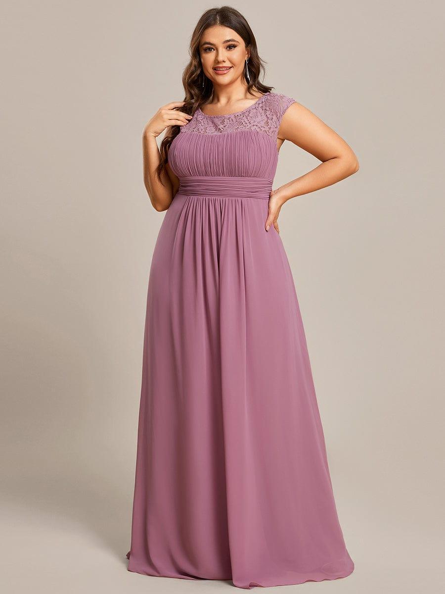 Alluring Plus Size Long Lace A-Line Evening Dress