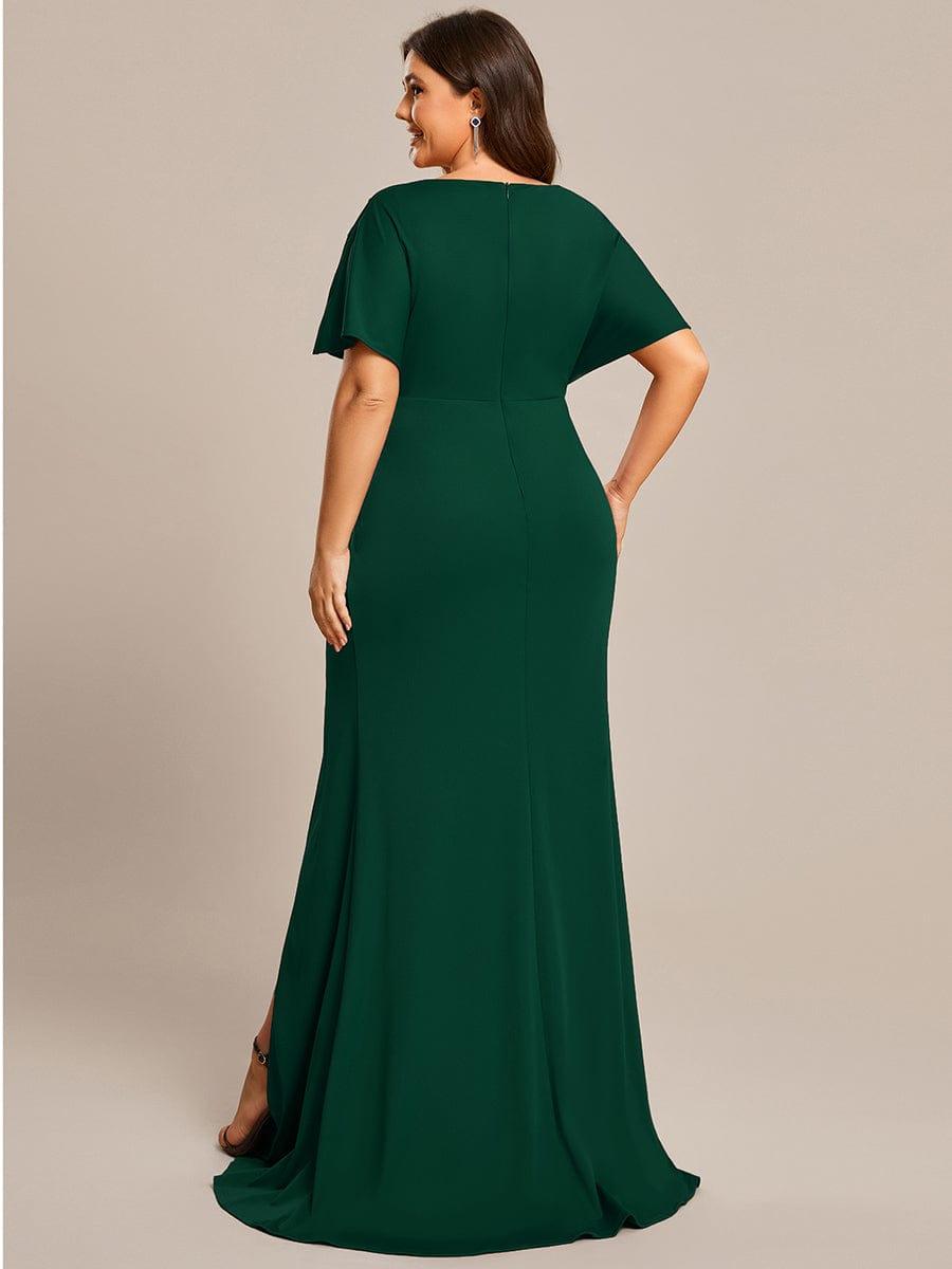 Fancy Plus Size Sequin Sleeves Mermaid Evening Dress with Slit
