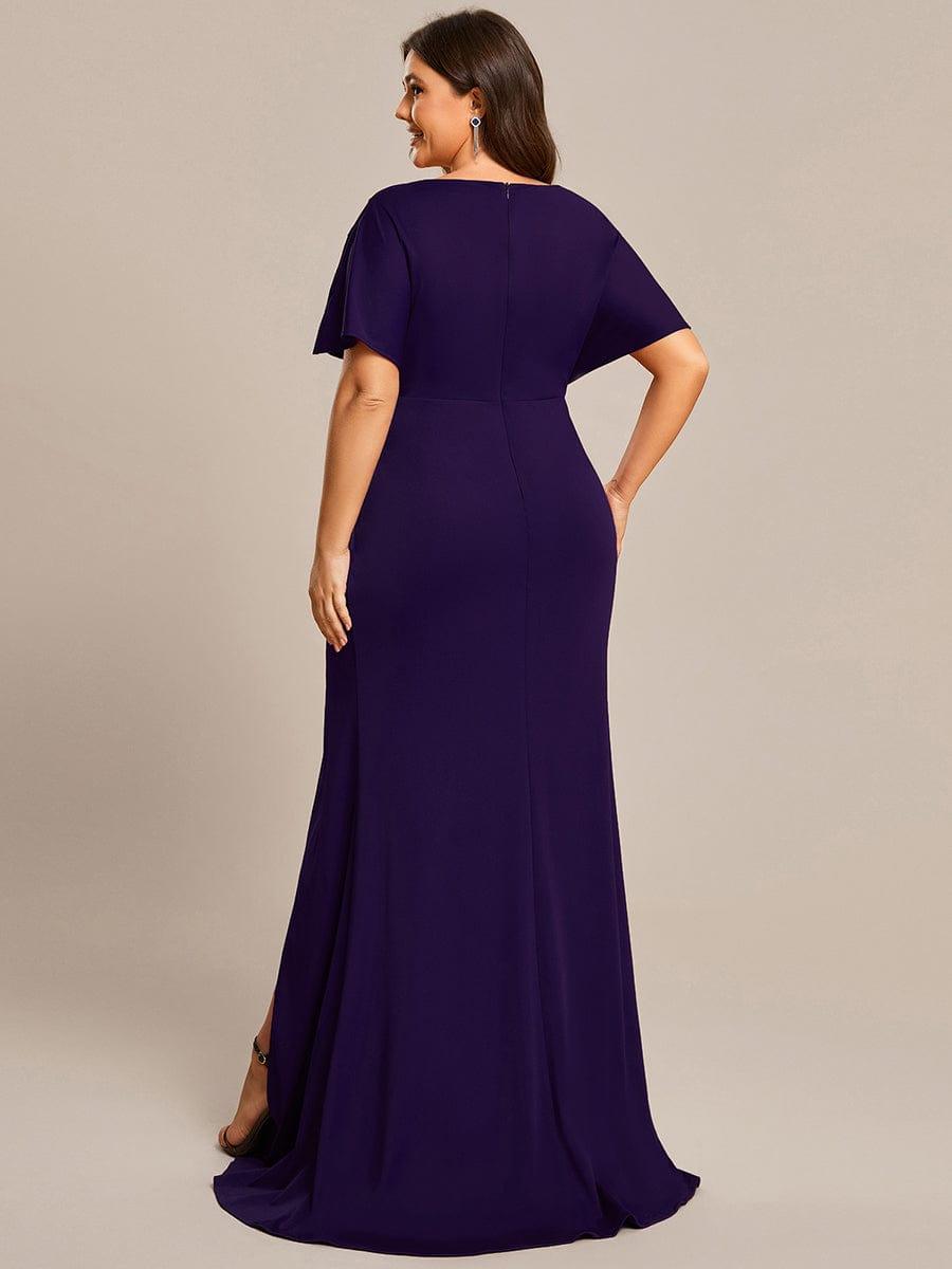 Fancy Plus Size Sequin Sleeves Mermaid Evening Dress with Slit