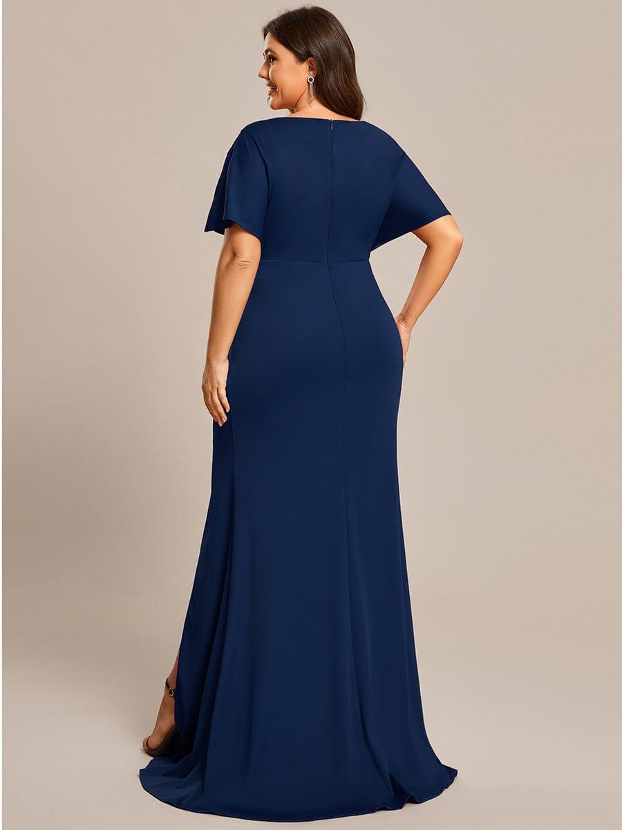 Fancy Plus Size Sequin Sleeves Mermaid Evening Dress with Slit