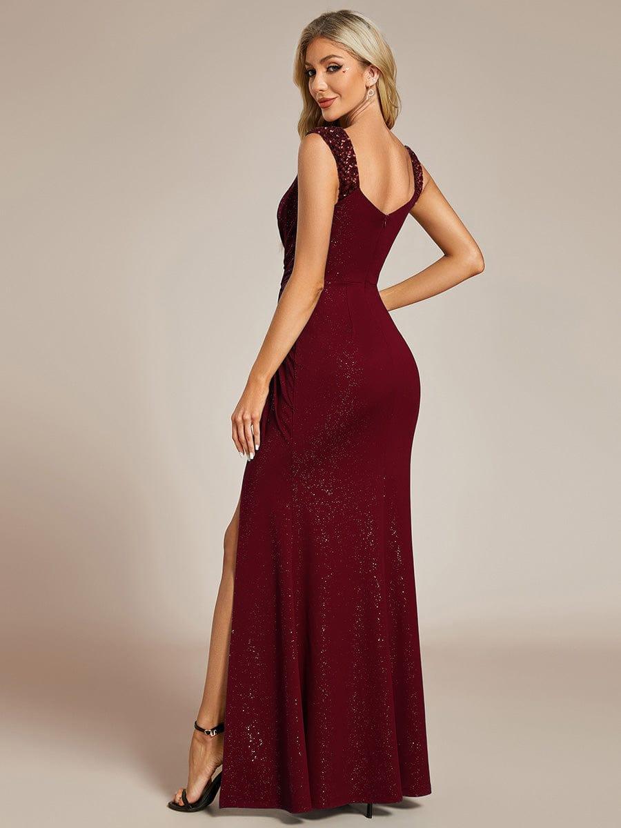 Beautiful V-Neck Mermaid V-Neck Sleeveless Evening Dress with Slit