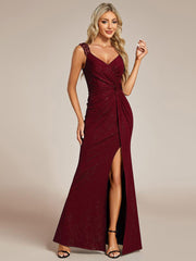 Beautiful V-Neck Mermaid V-Neck Sleeveless Evening Dress with Slit